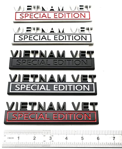 Image of 1pc Vietnam Vet Special Edition Emblems 3D Raised Decals Exterior Truck Stickers Fender Vietnam Veteran Badges Replacement for F150 F250 F350 Chevy Silverado 1500 2500 Chevrolet C10 C15 (Black Red)