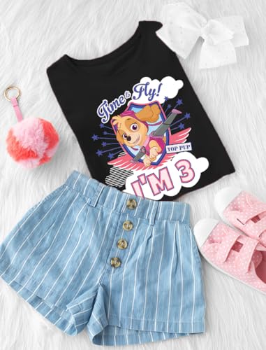 Image of Tstars Skye Birthday Girl 3 Gifts for Three Years Old Bday Paw Patrol Theme Party Toddler Kids Girls Fitted T-Shirt A51144d