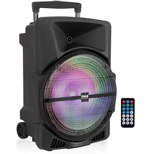 PYLE Sistema de Altavoces, PA,1200W, Bluetooth, Portatil, Recargable, Interiores, Exteriores, subwoofer de 12”, Tweeter de 1”, grabación, micrófono, Luces de Fiesta, Radio USB/SD, Negro | Ya disponible en tu tienda friki favorita! En mundofriki.es!