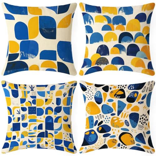 Fundas Cojines Colour Funda Cojin 60x60cm 4 Piezas, Lino Cojines para Sofa, Cuadradas Cushion Covers Decoracion con Cremallera Invisible para Decoracion Oficina Sofá Cama Exterior Patio Hogar B4-H