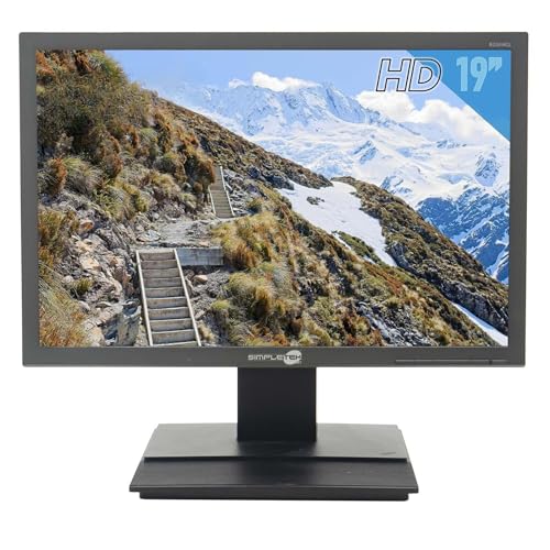 SIMPLETEK - Monitor LCD 19” 16:10 Widescreen | Con Casse Integrate, VGA & DVI | Per PC e DVR | Cavi alimentazione e VGA inclusi (Ricondizionato)