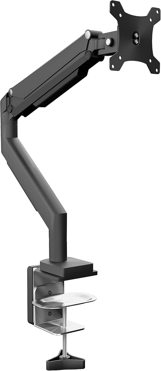 Single Monitor Arm Desk Mount - Monitor Arm Stand for 10/30 Screens - Tilt up 90° /down 85°,Swivel left/right 180°, 360° Rotation - Height Adjustable Full Motion Articulating Gas Spring Arm