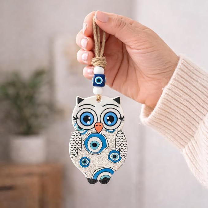 Chouette oeil bleu de protection Vastu et Feng Shui pour la decoration murale de la maison