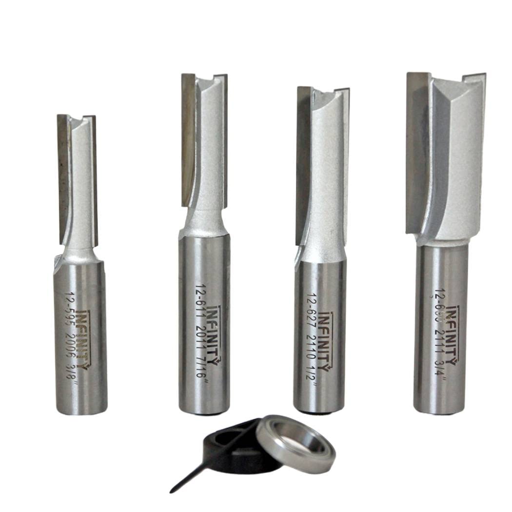 4-Pc. Extra Long Straight Router Bit Set