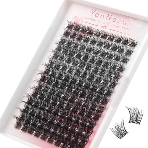 YOONOYA Ciglia Finte Ciuffetti 140Pcs 10-16mm Ciglia Finte Naturali D Curl DIY Extension Ciglia Finte Soffice e Denso Invisibili con Fascia Trasparente Cluster Lashes (QB-10-16mm)