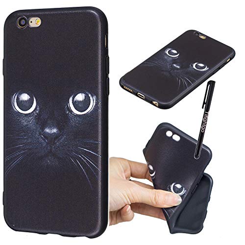 Tifightgo iphone 6 Plus/6S Plus Case Black Silicone with Beard Cat Varnish Soft Thin Shockproof Bumper Protective Phone Case for iphone 6 Plus/6S Plus