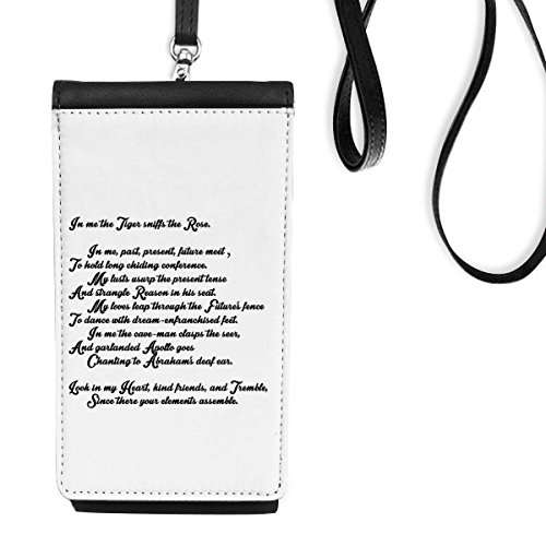 Sac téléphone noir rose en faux cuir avec citation poésie tigre pour femme