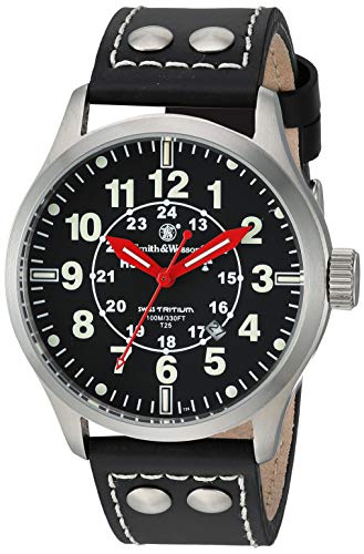 Smith and Wesson SWW-GRH-1 Mumbai Lamplighter Swiss Tritium Watch 10ATM with Leather Strap