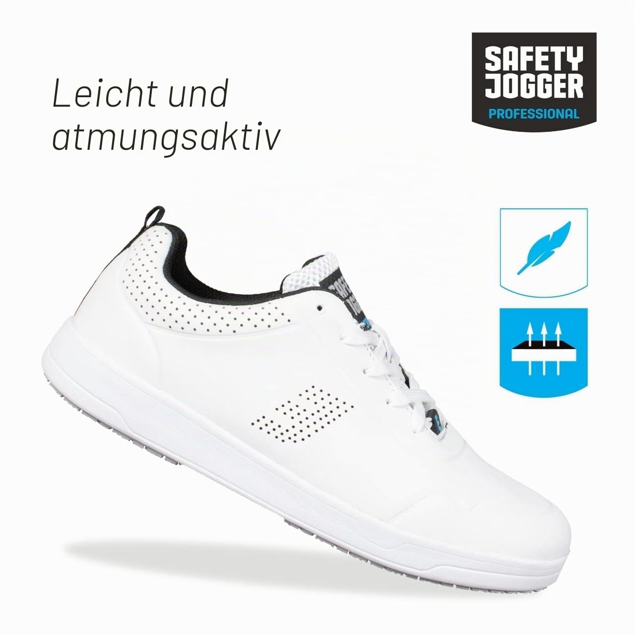 SAFETY JOGGER Leichte Arbeitsschuhe für Damen und Herren 35 EU - Eden - Turnschuhe mit Elastischen Schnürenkel, Atmungsaktive, Bequeme, rutschfeste Sicherheitsschuhe, für Pflege und Gastronomie