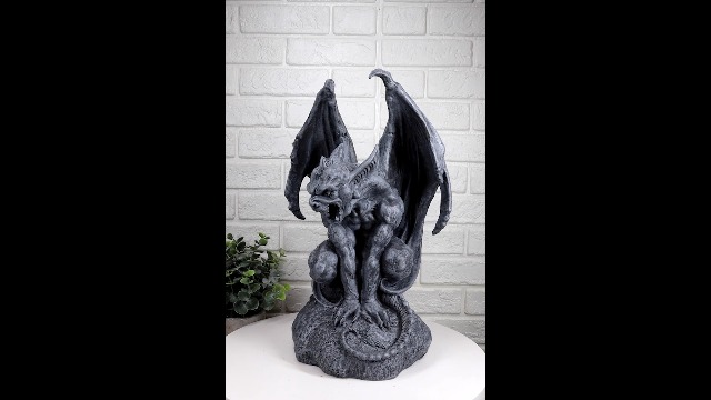 Estatua grande de gárgola guardian encorvada con alas 12.5 pulgadas miniatura 7