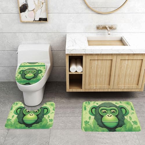 Tapis de salle de bain faciles à nettoyer Clever lot de 3 vert - 4