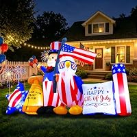 10.7ft Long 4th of July Inflatables Outdoor Decorations w/ Built-in LED Lights