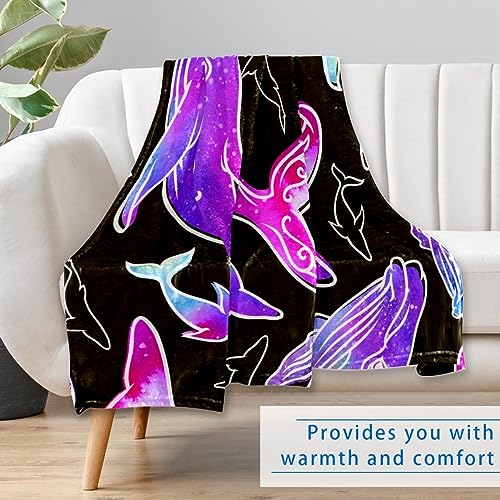 Baleines de violet étoilé couverture douce contre le froid sur le canapé - 7