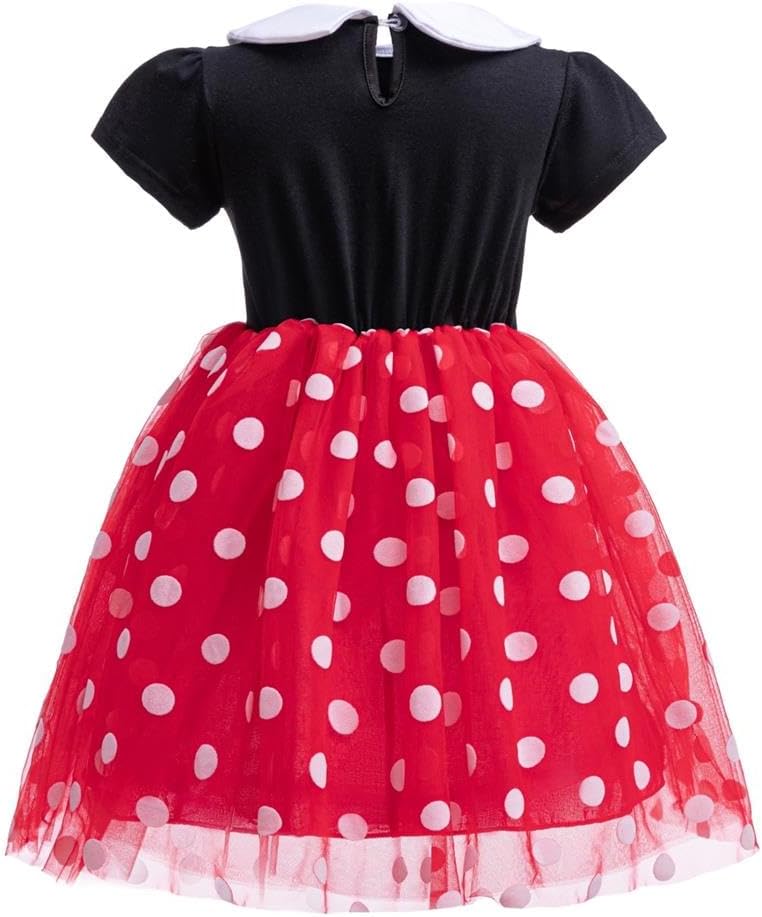 Dressy Daisy Baby Girl Polka Dots Fancy Dress Up Costume Birthday Party Tulle Dresses with Headband Pink/Red/Purple/Hot Pink - Image 2