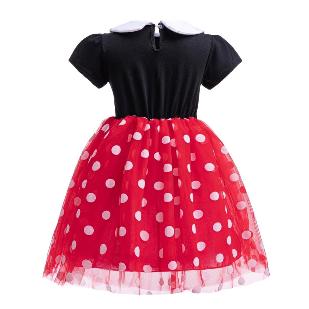 Lito Angels Deguisement Robe Princesse Mouse avec Oreilles de Souris Serre-tete pour Bebe Filles Taille 18-24 mois, Pois Rouges (étiquette en tissu 90)