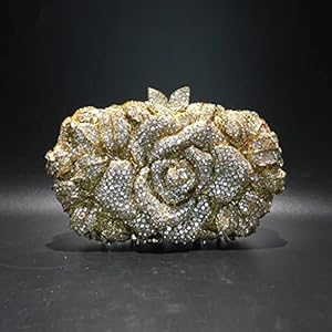 N/A Hollow Out Crystal Floral Diamond Clutch Bag Avondtas Feestje Bruiloft Portemonnee Pochette Portemonnee (Color : As shown, Size : One size)