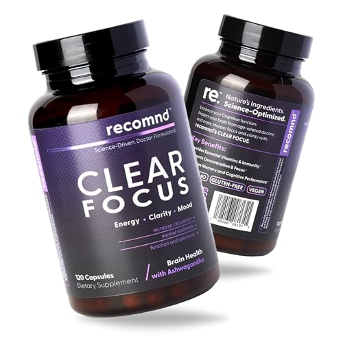 Image of Nutrition - Clear Focus, Brain Supplements for Memory and Focus Support, Memory Supplements with Ashwaghanda, Lions Mane, Ginkgo Biloba, and More, 120 Capsules
