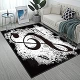 Ormis Music Notes Print Area Rug,Modern Flannel Microfiber Non-Slip Floor Mat Carpet for Living Room Bedroom 7' x 5'