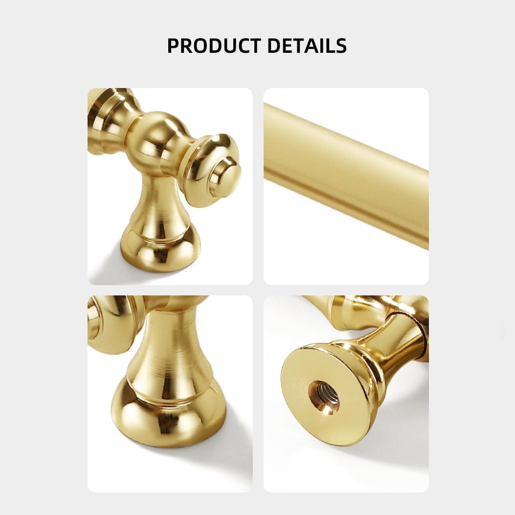 Fashionable and Minimalist Cabinet and Wardrobe Handles, Suitable for Drawers, Cabinet Doors, wardrobes, cabinets, Shoe cabinets, and Furniture Handles (6, Bright Gold, 3.78inch)