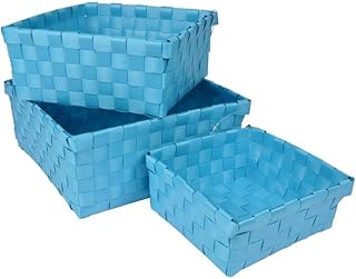 Douceur d'Intérieur 6GMB267BL Panier Tressé Set de 3 Bleu Océan