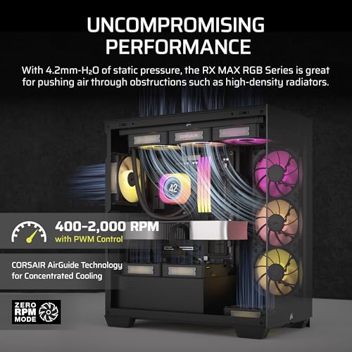 Image of CORSAIR iCUE Link RX120 MAX RGB 120mm PWM Thick Fan - High-Static Pressure - Magnetic Dome Bearing - Single Fan - Black