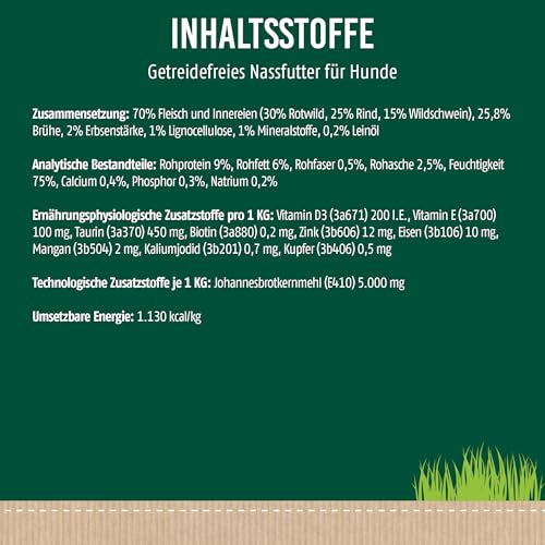 Christopherus Genuss PUR Getreidefreies Nassfutter für Hunde, Singleprotein, Hirsch, Vollnahrung, 6 x 800 g Dosen