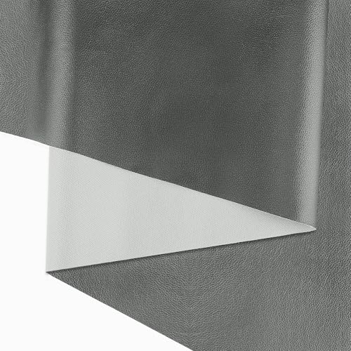 KELUBATU Kunstleder Meterware 100×140cm, Lederimitat Premium Gekörnt Litschi Leder Stoff Meterware für Möbelbezug, Autositze, Stuhle Bezügem Polsterstoff, Grau