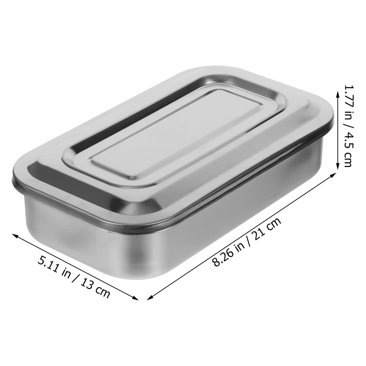 Bandeja de Acero Inoxidable para Instrumentos Médicos y Odontológicos Caja de Esterilización 8.26x5.11x1.77 Pulgadas
