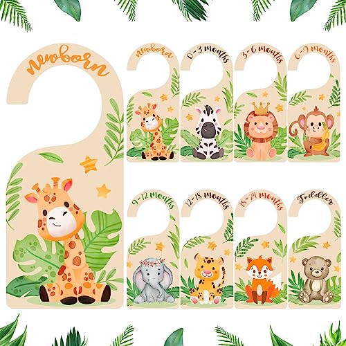 Image of Auidy_6TXD 8Pcs Baby Closet Dividers Double Sided Wooden Baby Closet Organizers from Newborn to 24 Months Baby Clothes Hanger Dividers for Baby Girls Boys Nursery Decor