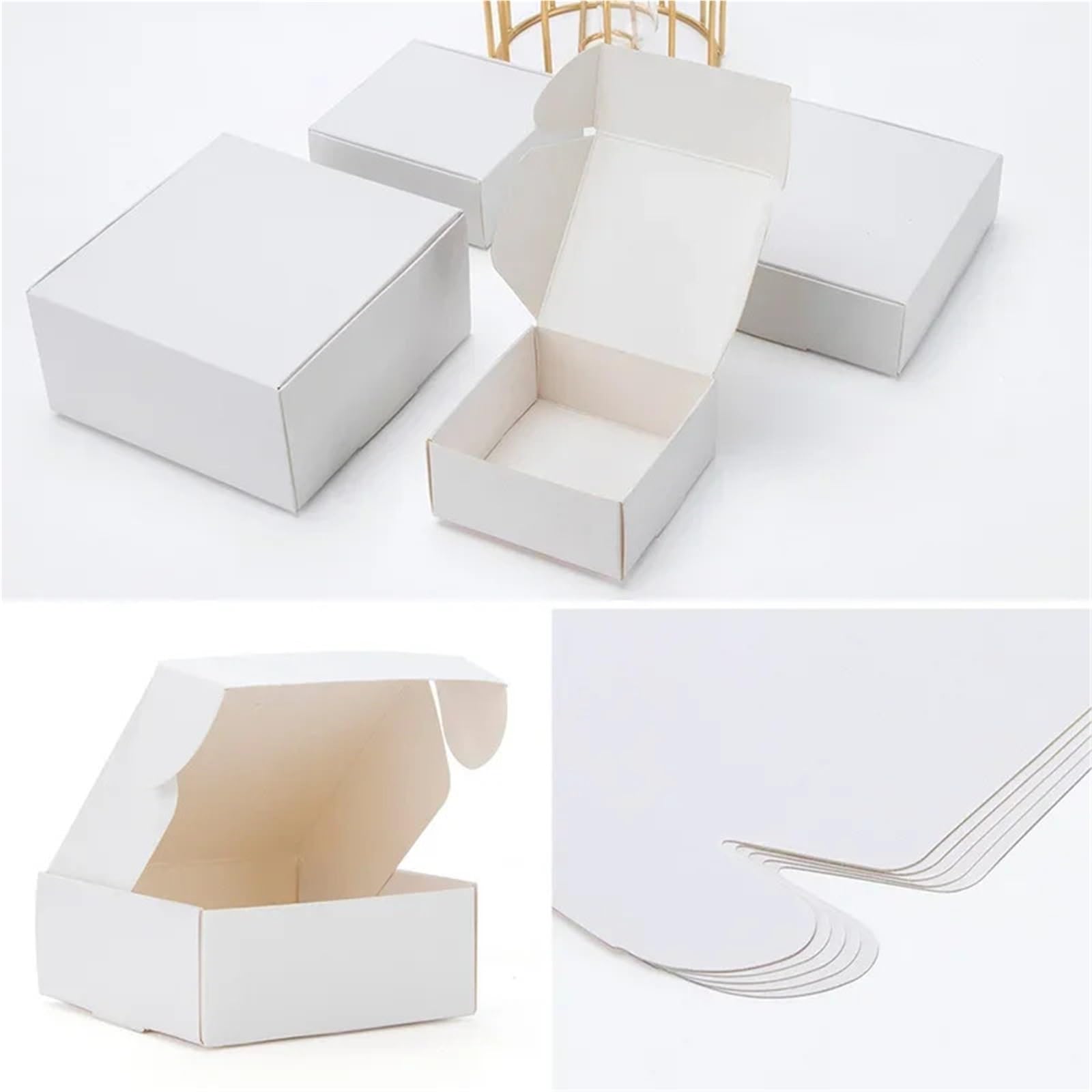 Scatola di carta da imballaggio bianca 20 pezzi 10x10x5 cm Per Imballaggio E Spedizione