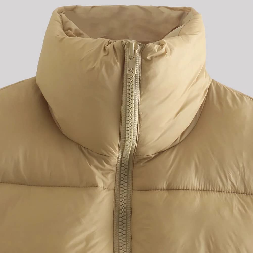KEOMUD Women's Winter Crop Vest Lightweight Sleeveless Warm Outerwear Puffer Vest Padded Gilet