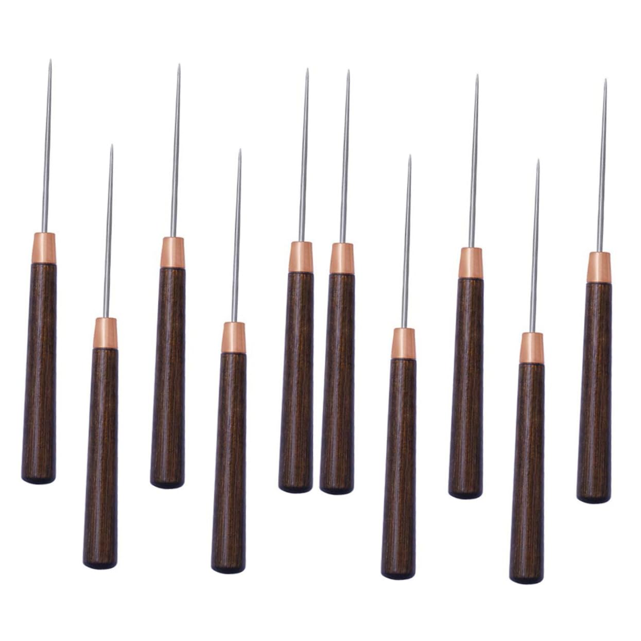 HOODANCOS 10pcs Small Hole Awl Single-Hole Stitch Handle Craft Punch Fine Handle for Leather Sewing DIY Projects