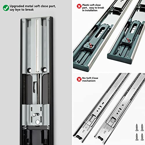 homdiy 10 Pair Soft Close Drawer Slides, 22 Inch 20 Pieces Heavy Duty Side Mount Ball Bearing, 3-Section Full Extension, 100LB Capacity (Black) for Cabinets by homdiy - Image 5