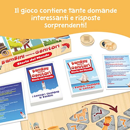 Giochi di Società per Bambini Gioco Educativo Quiz Gioco da Tavola per Famiglie Bambini contro Genitori Storia del Mondo 6 Anni