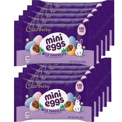 Cadbury Mini Eggs Milk Chocolate With Crisp Sugar Shell Easter Candy, 1.5 Pounds, 10 Bags