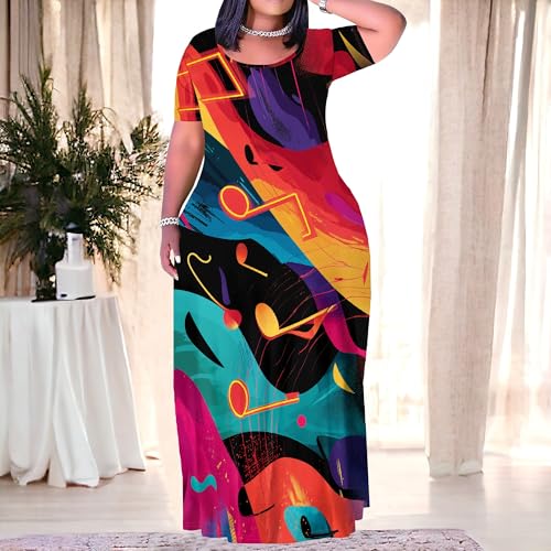 Image of SUZONANA Plus Size Dresses for Women Summer Casual Maxi Dress Short Sleeve Loose Vacation Dress