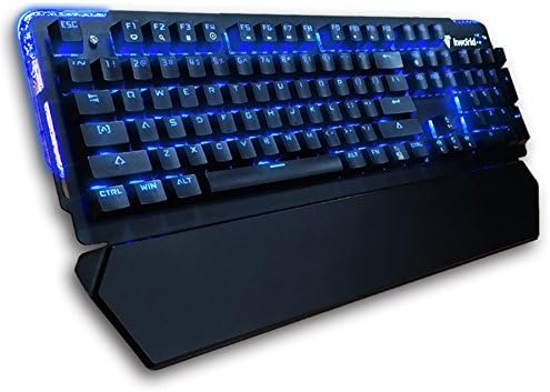 Kworld C420 Mechanical Gaming Keyboard Blue LED Backlit with Blue Switches, 104 Key Anti-ghosting with Preset Lighting Effects and Wrist Rest for PC & Mac, Black