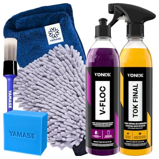 Kit V-Floc Shampoo Automotivo + Cera Tok Final Vonixx Luva Pano Microfibra