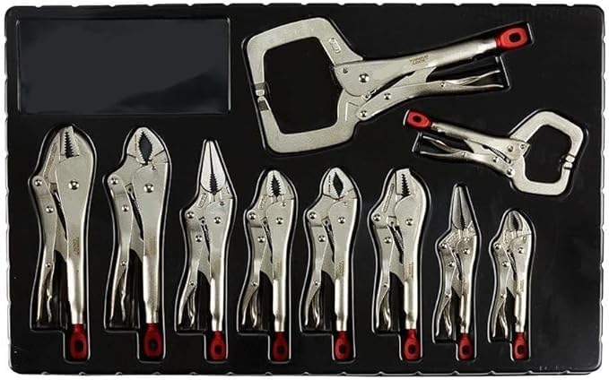 Vise Grip,Vice Grips,Vise Grip Set,Locking Pliers Set, Fits For Milwaukee 48-22-3690 TORQUE LOCK Pliers Kit w/Ergonomic Handles - 10 PC