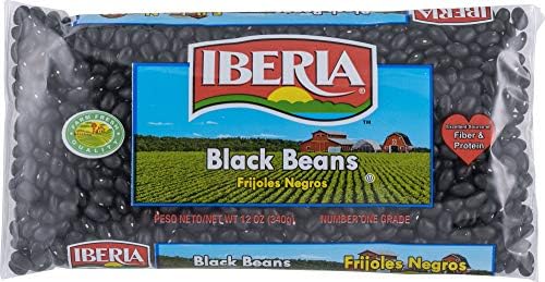 Iberia Black Beans, 12 Ounce (Pack of 24) Dry Beans, Bulk Dry Black Beans Bag, Fiber & Protein Source, Farm Fresh# 1 Grade Black Beans