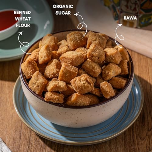 Image of MEWARIS Shakarpara Sweet Snack | Traditional Indian Namkeen | Crispy Sugar Coated Bites | Tea-Time Munching Snack for Adults | Festive Mithai | Crunchy Sweet Treat | 250g Pack of 1