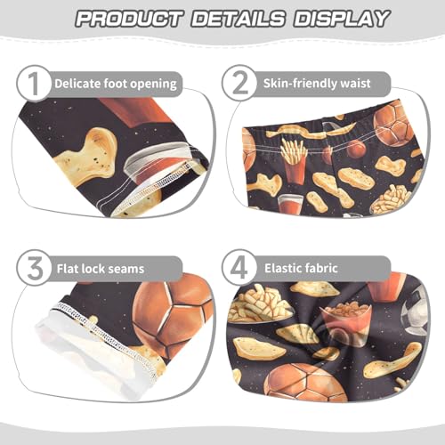 Football with Fries Girls Leggings Athletic Pants Tights Stretch Bottom3