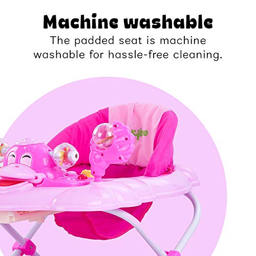 Image of Baybee Baby Walker for Kids with Rocker & Push Handle, Kids Walker with Adjustable Height, Mat & Musical Toy Bar | Activity Walker for Baby | Push Walker Baby 6-18 Months Boy Girl (Dark Pink)