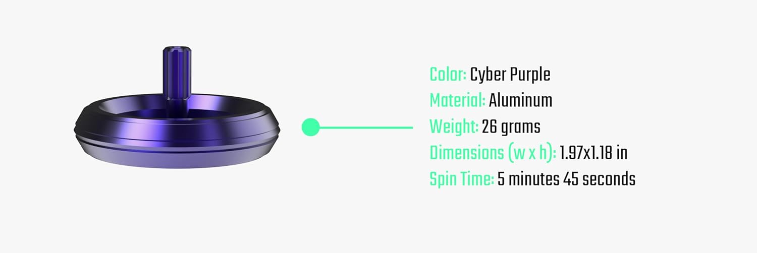 UFO Tops Lake Superior - Metal Spinning Fidget Toy Top - Inspired by The 1953 Lake Superior UFO Incident - Aluminum in Cyber Purple