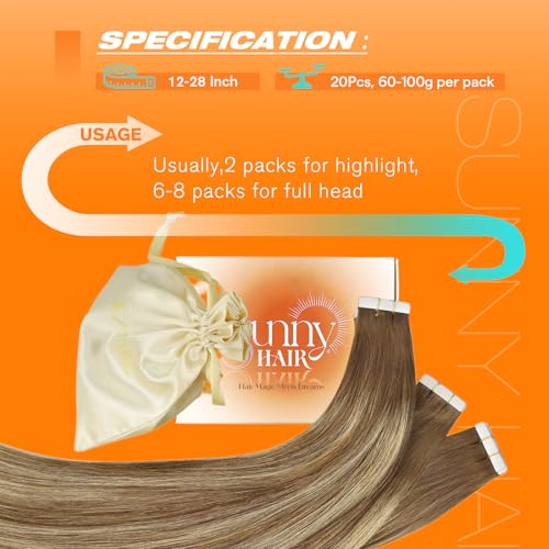 Image of Sunny Hair Tape in Extensions Brown Balayage Blonde