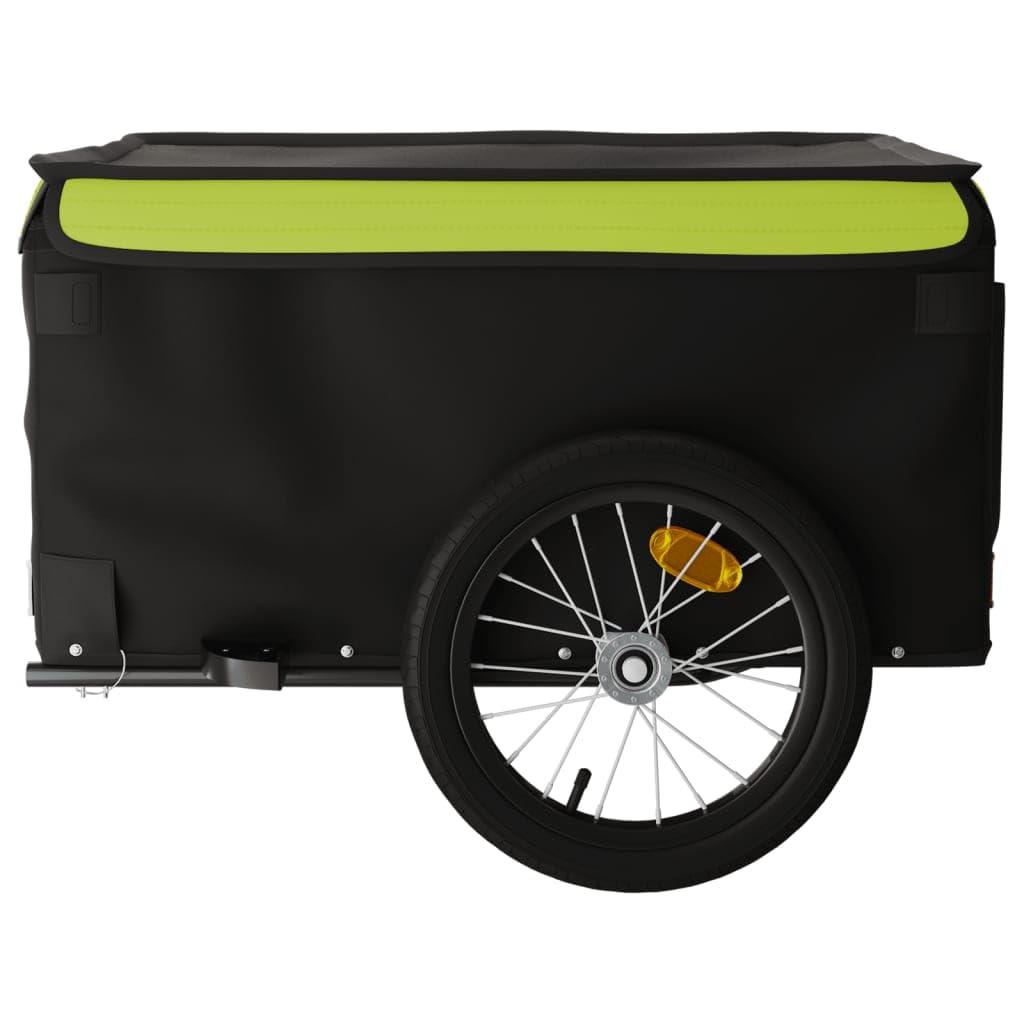 Remolque de bicicleta negro y naranja de hierro con capacidad de carga, 120 x 54 x, bandera de seguridad, plegable para transporte de equipaje, perro, niño y excursiones al aire libre