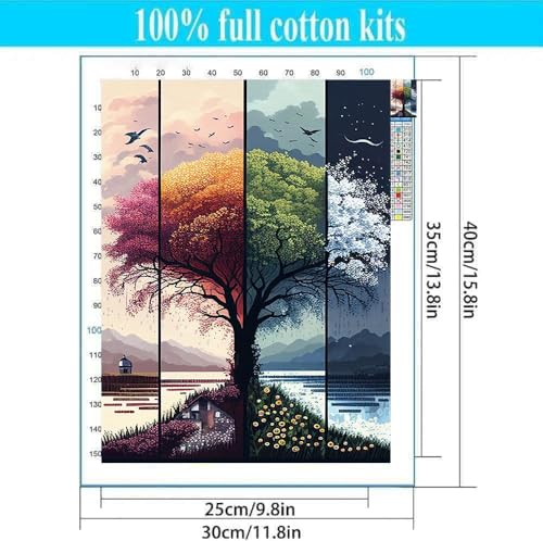 Image of Tree Stamped Cross Stitch Kits for Beginners Adults,Landscape Dimensions Needlepoint Art Crafts,Counted Cross Stitch Kits Embroidery Kits for Beginners Adults for Home Decor 11.8x15.7inch