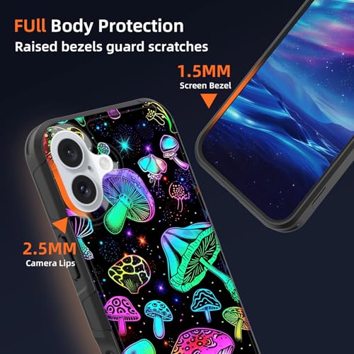 GFEWYTJYJ for iPhone 16 Plus Case,[10 FT Military Grade Drop Protection] Non-Slip Heavy Duty Shockproof Phone Case for iPhone 16 Plus 6.7'' 2024,Trippy Wild Mushroom by GFEWYTJYJ - Image 4