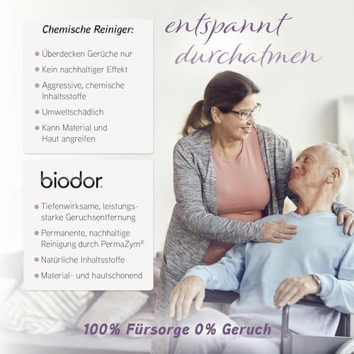 Biodor Pflege Spray 750ml - Geruchsentferner & Reiniger - Enzymreiniger für den Pflegehaushalt - Geruchsneutralisierer bei Urin, Inkontinenz & anderen strengen Gerüchen - zuverlässige Reinigung