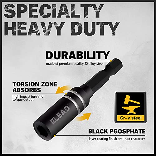 Elead 10X Magnetic Impact Driver Bit Holder With Strong Magnet - Impact Screwdriver Bit Extension Adapter, Impact Screw Driver Bit Extension Holder Adapter For Power Drill, Impact Driver, Nut Driver, #TOP6